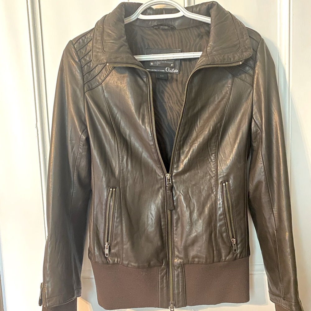 Mackage - Aritzia - Brown Lambskin Leather Jacket